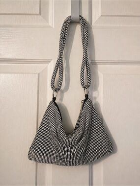 Sparkle Mesh Shoulder Bag in Black & Silver
